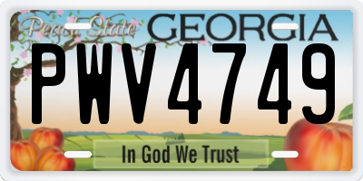 GA license plate PWV4749