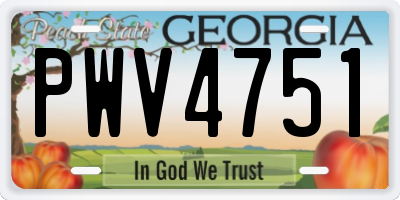 GA license plate PWV4751