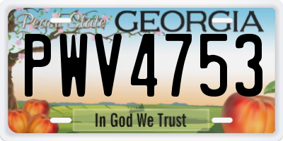GA license plate PWV4753
