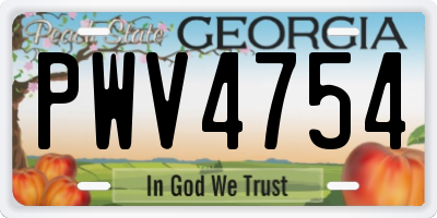 GA license plate PWV4754