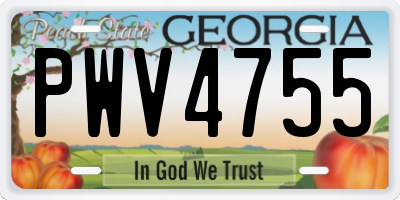 GA license plate PWV4755