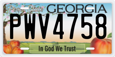 GA license plate PWV4758