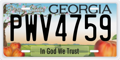 GA license plate PWV4759