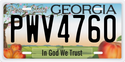 GA license plate PWV4760