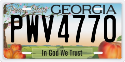 GA license plate PWV4770