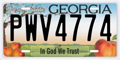 GA license plate PWV4774