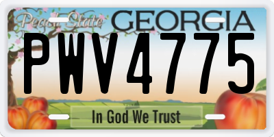 GA license plate PWV4775