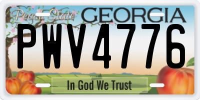 GA license plate PWV4776