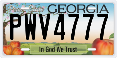 GA license plate PWV4777