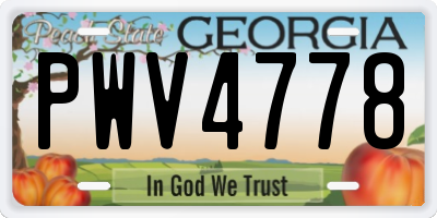 GA license plate PWV4778