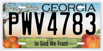 GA license plate PWV4783