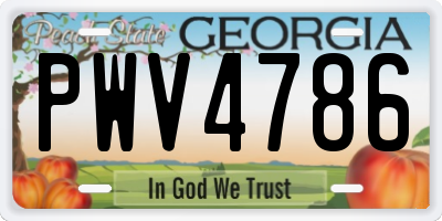 GA license plate PWV4786
