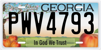 GA license plate PWV4793