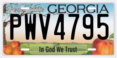 GA license plate PWV4795