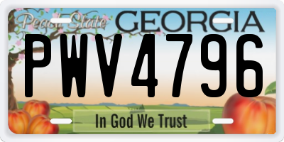 GA license plate PWV4796