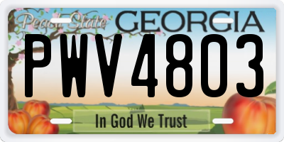 GA license plate PWV4803
