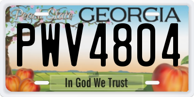 GA license plate PWV4804