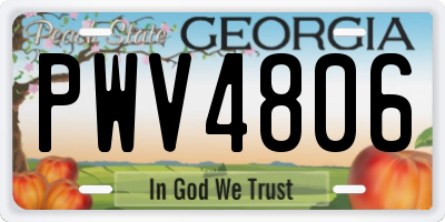 GA license plate PWV4806