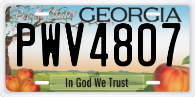 GA license plate PWV4807