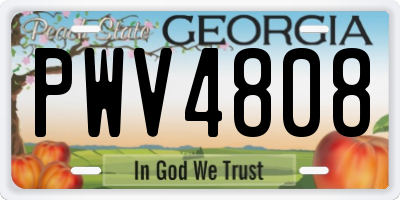 GA license plate PWV4808