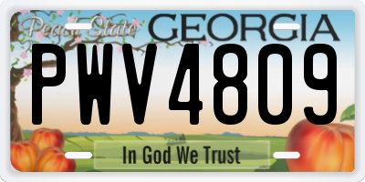 GA license plate PWV4809