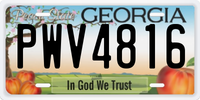 GA license plate PWV4816