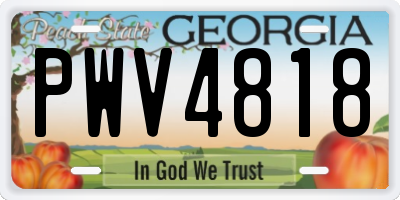 GA license plate PWV4818