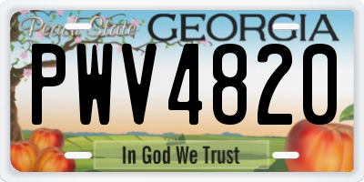 GA license plate PWV4820