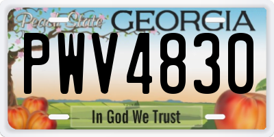 GA license plate PWV4830