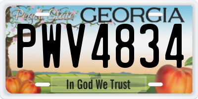GA license plate PWV4834