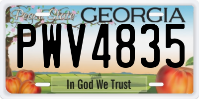 GA license plate PWV4835