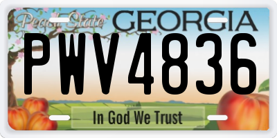 GA license plate PWV4836
