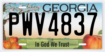GA license plate PWV4837
