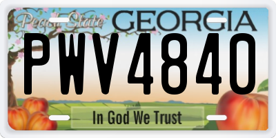 GA license plate PWV4840