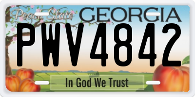 GA license plate PWV4842