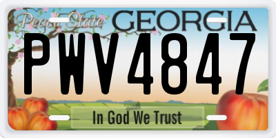 GA license plate PWV4847