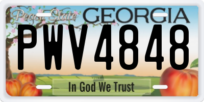 GA license plate PWV4848