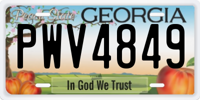 GA license plate PWV4849