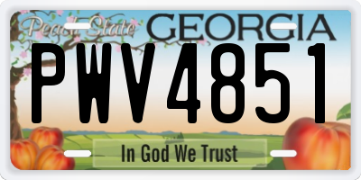 GA license plate PWV4851
