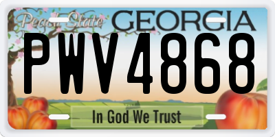 GA license plate PWV4868
