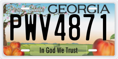 GA license plate PWV4871
