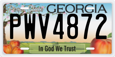 GA license plate PWV4872