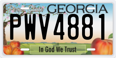 GA license plate PWV4881