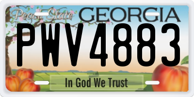 GA license plate PWV4883