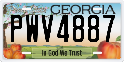 GA license plate PWV4887