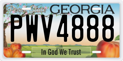 GA license plate PWV4888