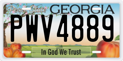 GA license plate PWV4889