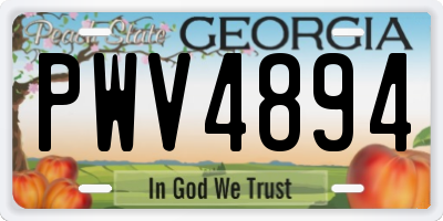 GA license plate PWV4894