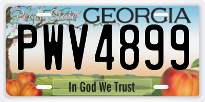 GA license plate PWV4899