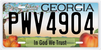 GA license plate PWV4904